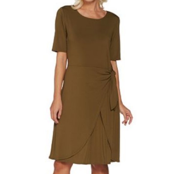 H by Halston Jet Set Jersey Dress Faux Sarong Tie - Picture 3 of 3